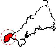 Cornwall map with West-Penwith highlighted
