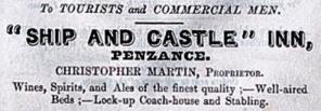 Advertisement for the Ship & Castle, 1864