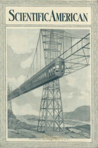 Scientific American cover 1915 - A fast Monorail Train Crossing a Valley