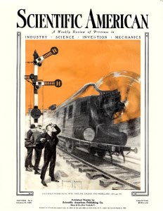Scientific American cover 1920 - Highspeed railroading with airplane engines and propellers - Howard V. Brown