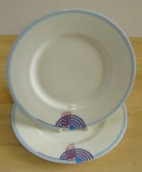 an unusual pair of tango side plates in blue